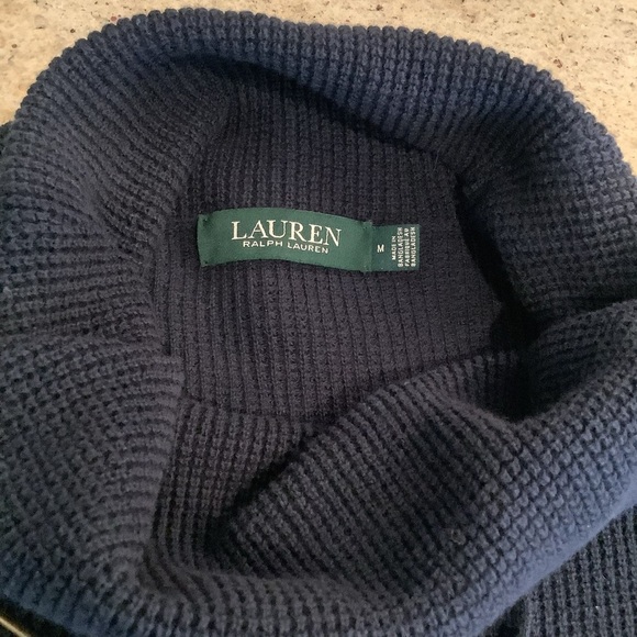 Ralph Lauren Navy Pullover Waffle Knit Cowl Neck Size Medium - Picture 5 of 7